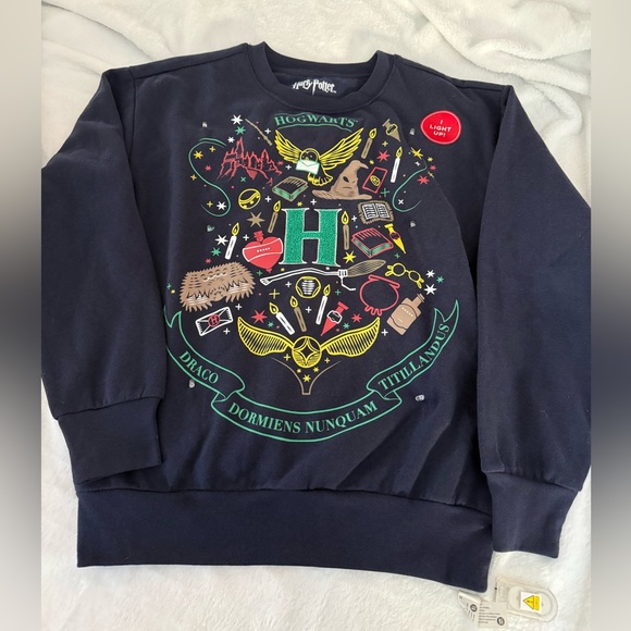 Wizarding World Of Harry Potter Tops - New Harry Potter Houses Navy Blue Light Up Pullover Oversized Sweatshirt XS